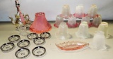 Tray Lot Glass Coasters, Lamp Shades & Teapot Lamp