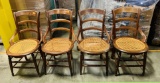 Set Of 4 Walnut Victorian Cane Seat Chairs