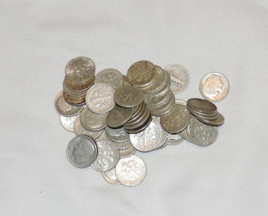 Lot of (55) Silver Dimes