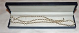 14Kt Gold Pearl Necklace and Bracelet Set