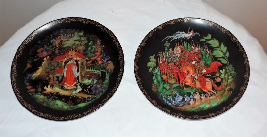 Two Beautifully Hand-Painted plates with ornate designs