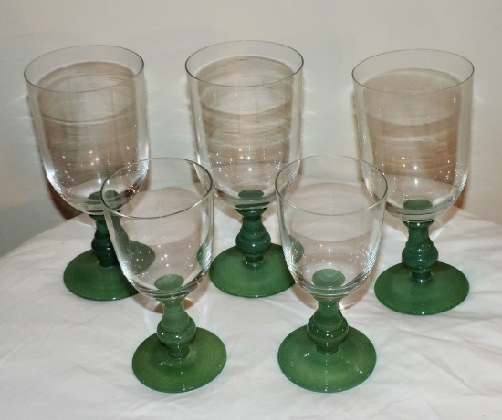 Lot of 5 signed Villeroy and Boch goblets