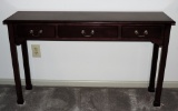 Three drawer Mahogany hall table