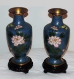 Pair of Chinese Multi-Colored Cloisonné Vases