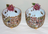 Pair of Pierced Votive Cloisonné Candle Holders