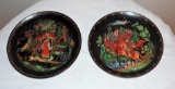 Two Beautifully Hand-Painted plates with ornate designs