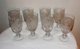 Lot of 8 floral and leaf water goblets