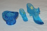 Lot of 3 pieces of blue crystal