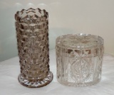 Lead crystal lidded box signed Wedgewood and Lead crystal vase