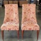 Pair Of Rust Tapestry Covered High Back Side Chairs