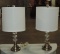 Pair Of Glass & Chrome Bedside Table Lamps