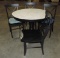 Black Base Center Pedestal Dinning Table With 4 Chairs