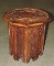 10 Sided Carved Dark Wood Side Table
