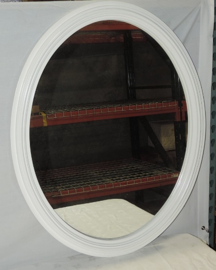 White Painted Oval Wall Mirror