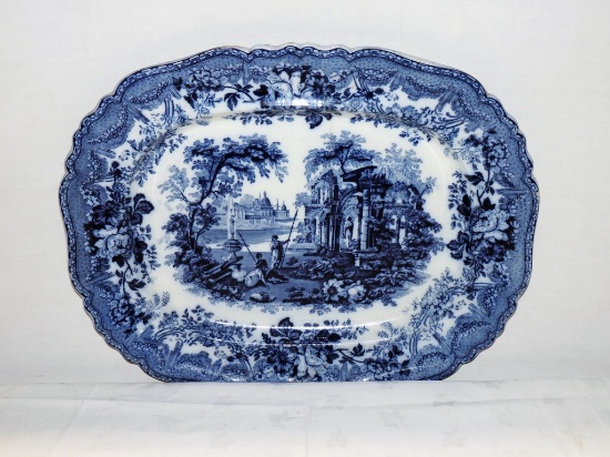 Antique 19" Flow Blue Platter