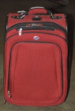 American Tourister Red Canvas Tow Around Suitcase