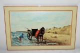 Oil On Canvas Foreign Coastal Scene In Frame