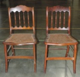 Matching Pair Of Antique Cane Seat Side Chairs