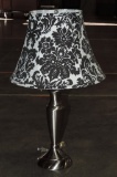 Chrome Vase Shape Table Lamp With Black & White Shade
