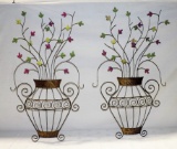 Pair Of Wire Vase Shape Wall Decorations