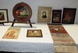 Tray Lot Old Frames And Easel