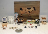 Cow Oil On Canvas & Other Cow Collectibles