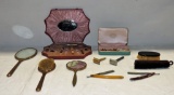 Tray Lot Antique Dresser Grooming Items