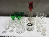 Tray Lot Crystal & Colored Glassware