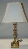 Vintage Brass Candlestick Table Lamp With Shade