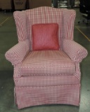 Country Red Check Upholstered Wing Chair