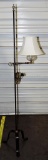 Brass & Metal Adjustable Pole Lamp With Shade