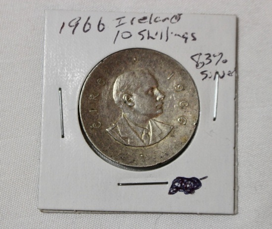 1966 Ireland 10 shillings Silver Coin
