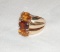 14Kt. Gold Citrine and Almandine 3 Stone Ring