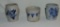 (3) Eldreth Pottery Blue and White Stoneware Jars