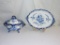 Blue & White Porcelain Portuguese Soup Tureen & Under Plate