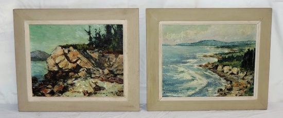 Pair of Signed Richard G. Signfoos Oils on Boards Paintings in Original Frames