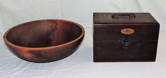 Wooden Bowl and 1930's Chemical Wood Box