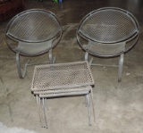 Five-Piece Heavy Wrought Iron Space Age Chairs and Table Set