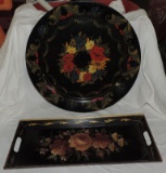 (2) Hand Painted Toleware trays