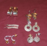 Lot of 7-Pairs Sterling Silver Earrings