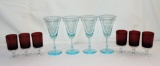 Ruby and Blue Glass Stemware