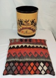 Indian Design Rug Pillow & Trash Can