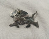 Sterling Silver Signed Dog