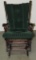 Platform Rocker With Dark Green Back & Seat Cushions