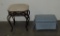 Bronze Finished Vanity Stool & Blue Fabric Covered Footstool