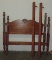 Queen-Sized Pine Carved Bed With Wood Rails