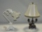 White Painted Floral Metal Lamp & Candlestick Lamp