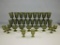 34 Pcs Green Vintage Glass Stemware