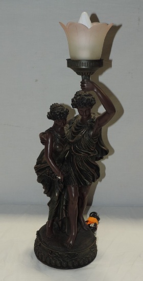 Reproduction Roman Man & Woman Lamp Holding Torch