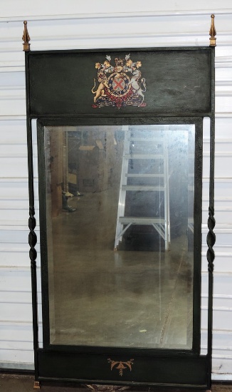 Twisted Iron & Metal Wall Mirror With Hand Painted Crest